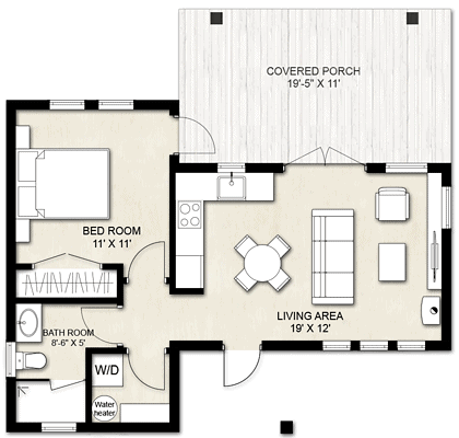 Truoba Mini 120 House Plan | Accessory Dwelling Unit