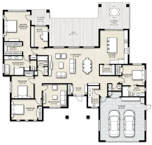 Truoba Class 421 | 3 Bedroom Contemporary House Plan