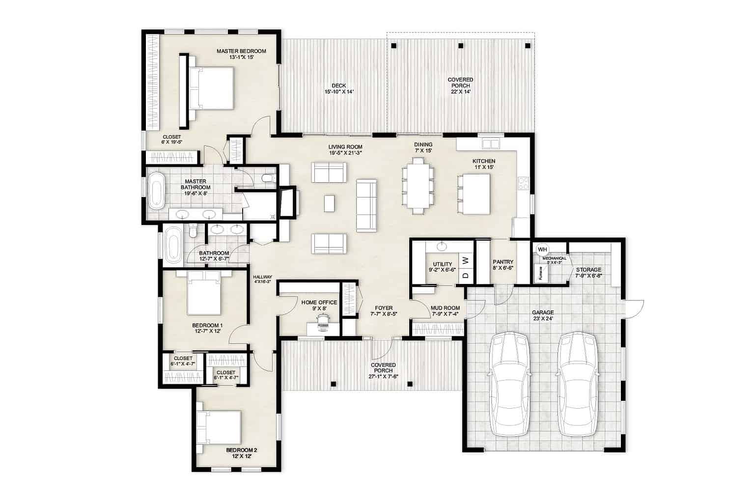 Truoba 322 | 3 Bedroom Modern Mid-Century House Plan