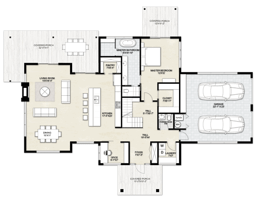 Truoba Class 223 | 3 Bedroom Contemporary House Plan